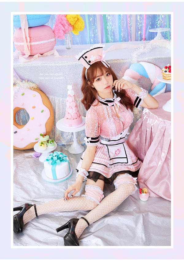 【即日発送】ジッパーナースメイド2カラー《ハロウィンコスプレ7点セット》【Malymoon/マリームーン】【s9542-3】