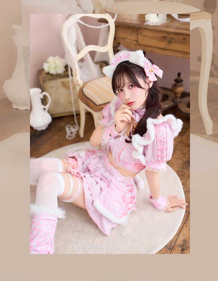 【予約-2月中旬頃より順次発送予定】トゥインクルリボンファーキャットメイド《オリジナルコスプレ11点セット》【Malymoon/マリームーン】【CS25216】