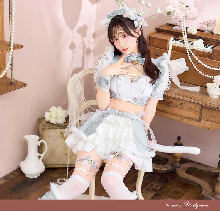 【予約-2月中旬頃より順次発送予定】トゥインクルリボンファーキャットメイド《オリジナルコスプレ11点セット》【Malymoon/マリームーン】【CS25216】