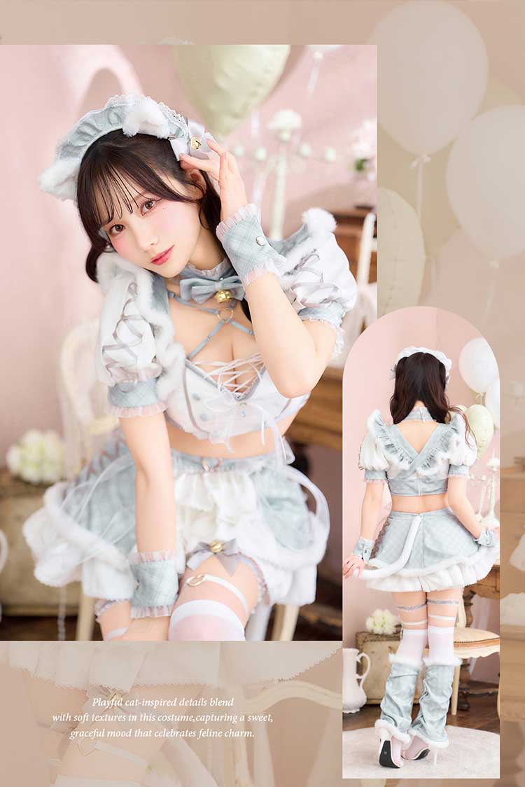 【予約-2月中旬頃より順次発送予定】トゥインクルリボンファーキャットメイド《オリジナルコスプレ11点セット》【Malymoon/マリームーン】【CS25216】