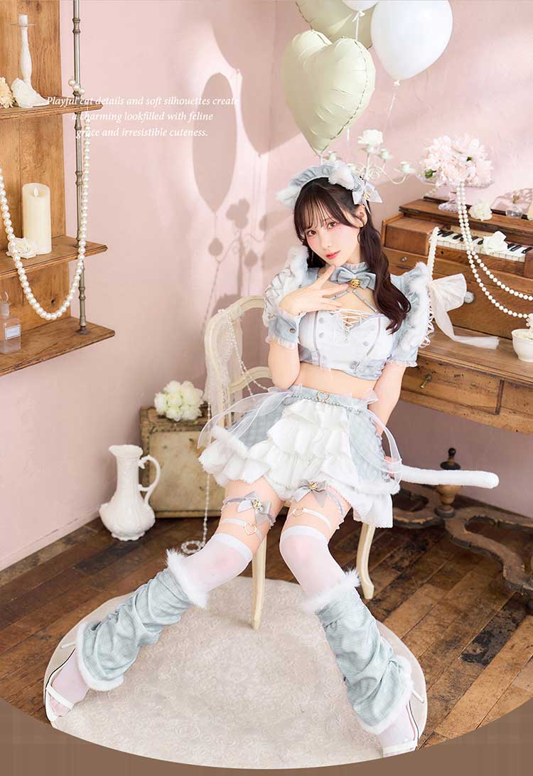 【予約-2月中旬頃より順次発送予定】トゥインクルリボンファーキャットメイド《オリジナルコスプレ11点セット》【Malymoon/マリームーン】【CS25216】