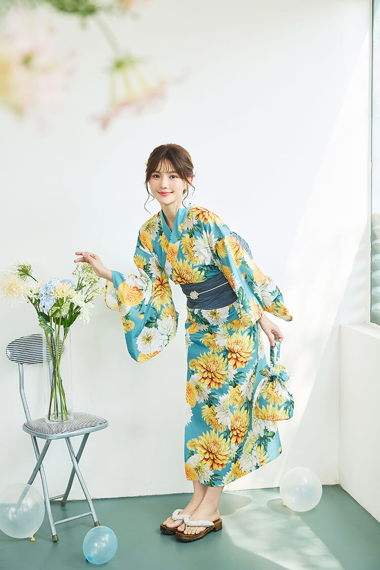【即日発送】淡黄菊ニュアンス2way浴衣《浴衣4点セット》【Malymoon/マリームーン】【YK2610332】