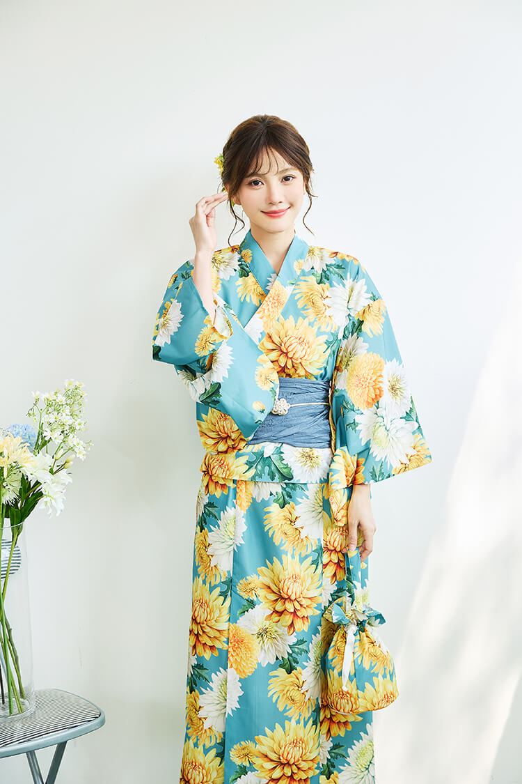 【即日発送】淡黄菊ニュアンス2way浴衣《浴衣4点セット》【Malymoon/マリームーン】【YK2610332】