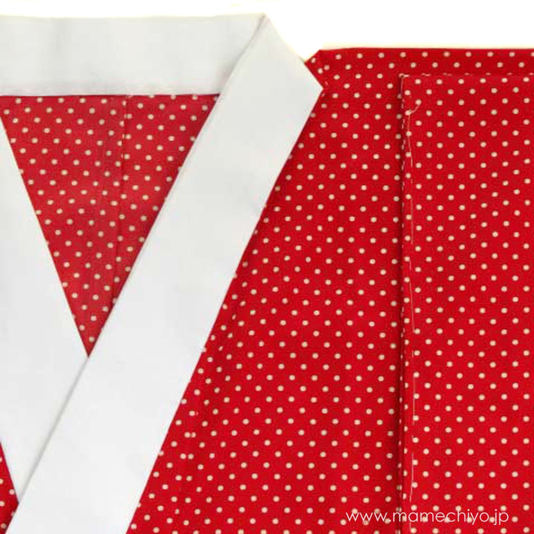 ふりふ　カラー長襦袢　赤　朱色　水玉模様 ふりふ カラー長襦袢 赤 朱色 水玉模様