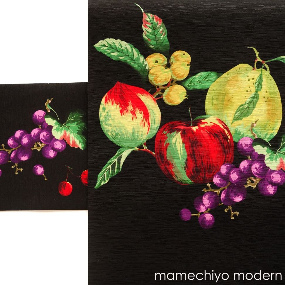 豆千代モダン 帯 名古屋帯 プレゼント・ラヴィ（黒）未使用品