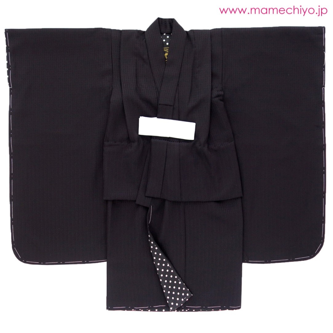 三つ身puzzleブラック（裏地水玉）