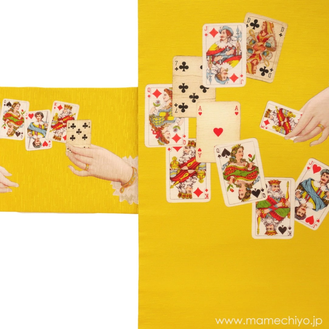 受注会終了しました】名古屋帯 トランプ（黄色）