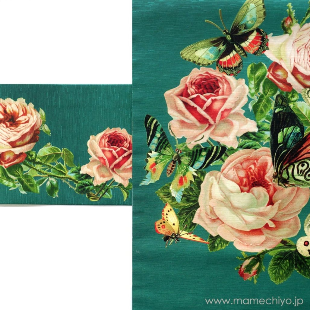 名古屋帯 薔薇の香り（エメラルド・ウィッチ）