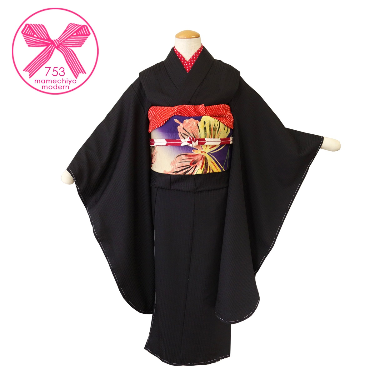 四つ身puzzleブラック（裏地水色）