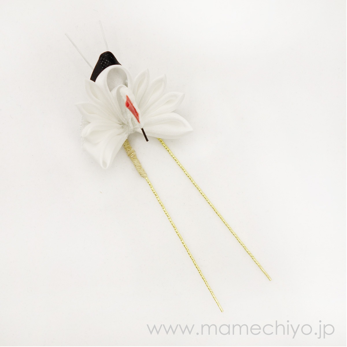 Nesoneso ネソネソ 髪飾り 鶴uピン 羽二重