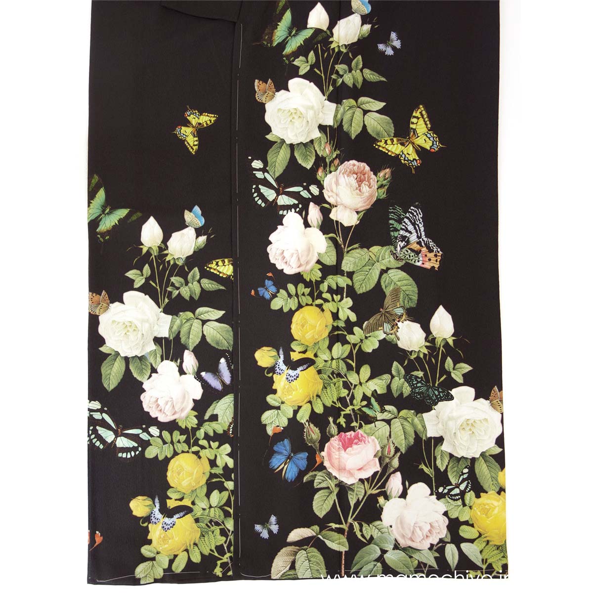 1月1日スタート受注会】二尺袖 薔薇と蝶のワルツ（黒）