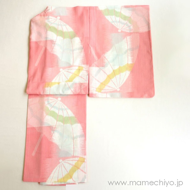 豆千代モダン　水色パラソル　浴衣Sサイズ 浴衣 パラソル（ブルー）