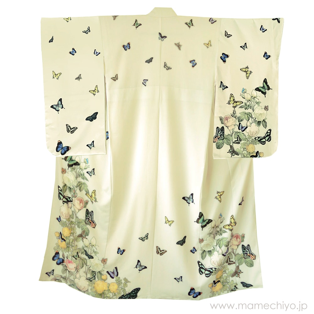 1月1日スタート受注会】二尺袖 薔薇と蝶のワルツ（若草）