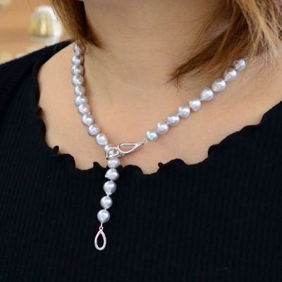 ☆新品☆あこや真珠☆濃い目のナチュラルグレーネックレス☆照り光沢有り♪ 8.5mmアコヤ真珠マルチカラーネックレス | Moon Label - 大月