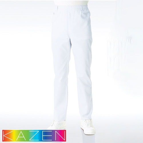 メンズトレパン パンツ 800-40 KAZEN カゼン 白衣ズボン 白パンツ 白ズボン ナースウェア 男性用 ストレート ウエストゴム ポケット 医療用 看護師 スラックス 総ゴム 大きいサイズ おしゃれ かっこいい