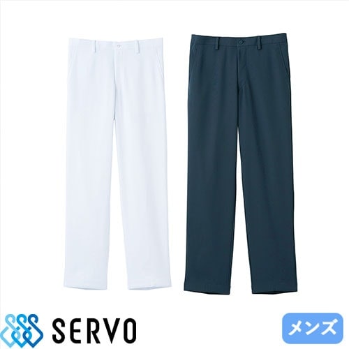 男性用ロールイン・パンツ 4cmピッチタイプ サーヴォ Servo MPAM-1907 白衣 ズボン 白パンツ 白ズボン メンズ 医療用 人気 制服 ユニフォーム 医師 看護師 病院 ストレートパンツ おしゃれ かっこいい 動きやすい