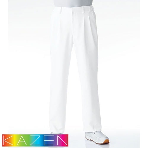 メンズ スラックス パンツ 252 医療 白衣 ズボン KAZEN カゼン 男性用 白パンツ 白ズボン ストレート ストレッチ 脇ゴム 医者 医師 看護師 ナース 医療用 制服 病院 歯科 制菌 SEK メディカルパンツ ツータック おしゃれ かっこいい