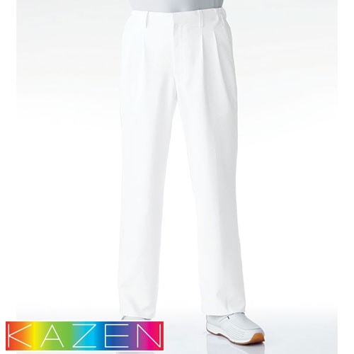 メンズ スラックス パンツ 257 医療 白衣 ズボン KAZEN カゼン 男性用 白パンツ 白ズボン 医療用 制服 ユニフォーム 医者 医師 看護師 ナース 介護 病院 ストレッチ ツータック 丈夫 おしゃれ かっこいい 履きやすい