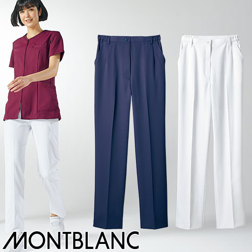 パンツ 両脇ゴム [ 裾上げ ] 73-1181Z・1189Z 白衣 ズボン 住商モンブラン スクラブ レディース 女性用 医療 制服 ユニフォーム 医者 医師 看護師 ナース 事務 ストレッチ 伸縮性 スリム 病院 おしゃれ かわいい 可愛い