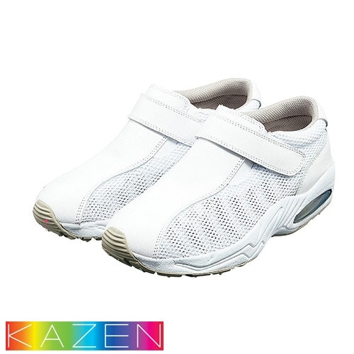 スニーカー 面ファスナータイプ ナースシューズ 靴 KAZEN カゼン MX136 蒸れない 医療 介護職 看護師 ナース 介護士 病院 入院 保育士 快適 プロ仕様 おしゃれ インソール レザー かわいい 可愛い かっこいい
