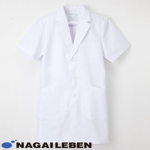 ナガイレーベン 男子シングル半袖診察衣 KEX-5112 ドクターコート 白衣 メンズ 男性用 医師 薬剤師 医療 制服 ユニフォーム 病院 おしゃれ かっこいい プロ仕様診察衣 実習衣 クリニック