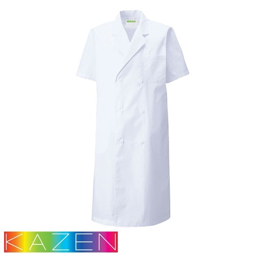 メンズ 診察衣 ドクターコート W型半袖 117-30 白衣 男性用 KAZEN カゼン 医者 医師 薬剤師 医療用 医療 人気 制服 ユニフォーム 涼しい 夏 実習 実験 制菌 吸汗 快適 病院 おしゃれ かっこいい プロ仕様 ウェア