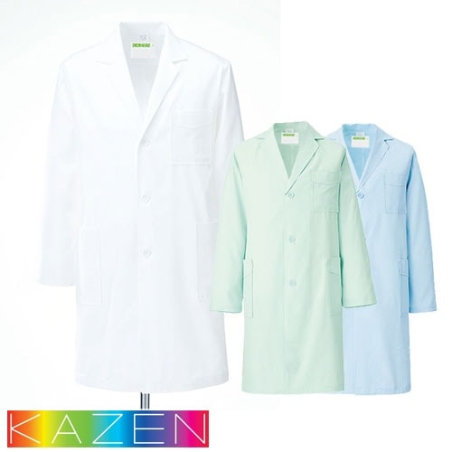 ドクターコート カゼン KAZEN 251 メンズ 診察衣 長袖 ハーフ丈 シングル ショート丈 短め ポケット 男性用 制菌加工 吸汗 快適 白衣 おしゃれ かっこいい 医療 医師 ドクター 看護師 薬剤師 病院 制服