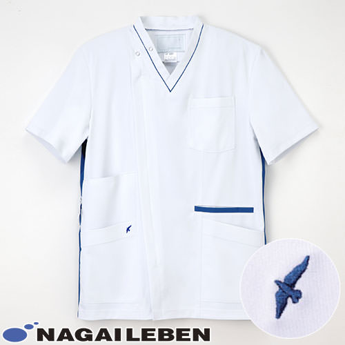 男子スクラブ 白衣 半袖 LX-4087 メンズ 男性用 ナガイレーベン Naway 医者 看護師 ナース ナース服 研修医 医療 人気 手術衣 涼しい ストレッチ 制服 ユニフォーム 病院 小児科 薬剤師 歯医者 介護 かっこいい おしゃれ