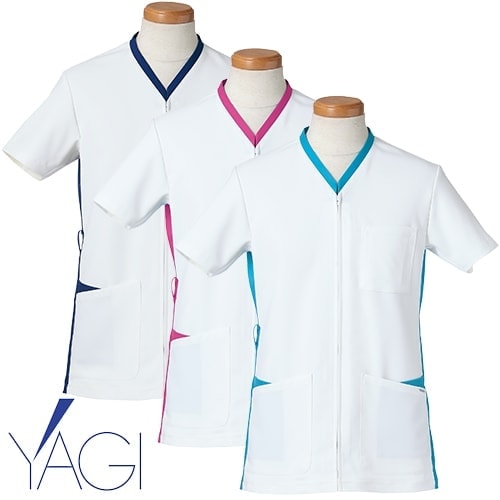 半袖 スクラブジャケット 白衣 半袖 R8495 メンズ 男性用 リゼルヴァ RISERVA 医者 看護師 ナース ナース服 研修医 医療 人気 ファスナー 前開き 制服 ユニフォーム 病院 小児科 薬剤師 かっこいい おしゃれ 動きやすい