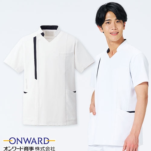 サイドファスナースクラブ 白衣 医療 HS-8062 オンワード ONWARD ラフィーリア メンズ 男性用 半袖 医者 看護師 ナース ナース服 研修医 医療 人気 制服 ユニフォーム 病院 小児科 歯医者 介護 かっこいい おしゃれ 動きやすい