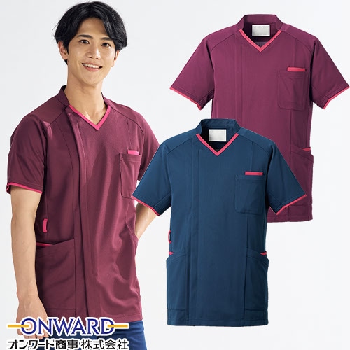 サイドファスナースクラブ 白衣 医療 HS-8068・8069 オンワード ONWARD ラフィーリア メンズ 男性用 半袖 医者 看護師 ナース ナース服 研修医 医療 人気 制服 ユニフォーム 接触冷感 病院 小児科 動物病院 介護 かっこいい おしゃれ 動きやすい