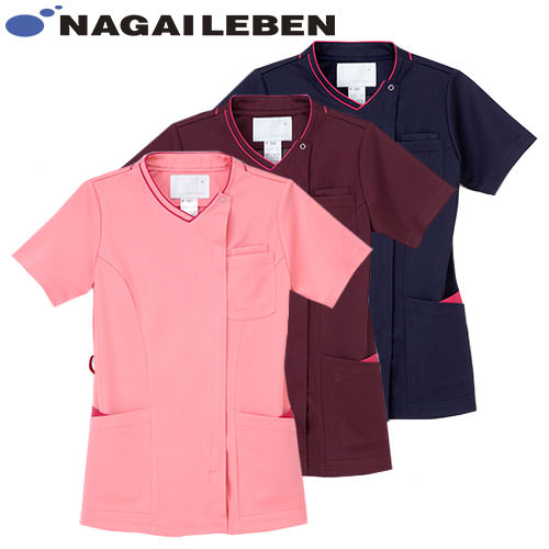 女子スクラブ 白衣 半袖 RF-5087 レディース 女性用 ナガイレーベン Naway 医者 看護師 ナース ナース服 研修医 医療 人気 手術衣 涼しい ファスナー 前開き 制服 ユニフォーム 病院 小児科 介護 可愛い かわいい おしゃれ 動きやすい