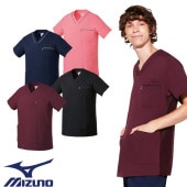 【メール便対応】スクラブ 白衣 医療 ミズノ MIZUNO ユニセックス 男女兼用 半袖 MZ-0215 医師 医者 看護師 ナース 研修医 医療用 人気 オペ着 制服 ユニフォーム ストレッチ 涼しい 制電 病院 介護 かっこいい 可愛い かわいい おしゃれ 動きやすい