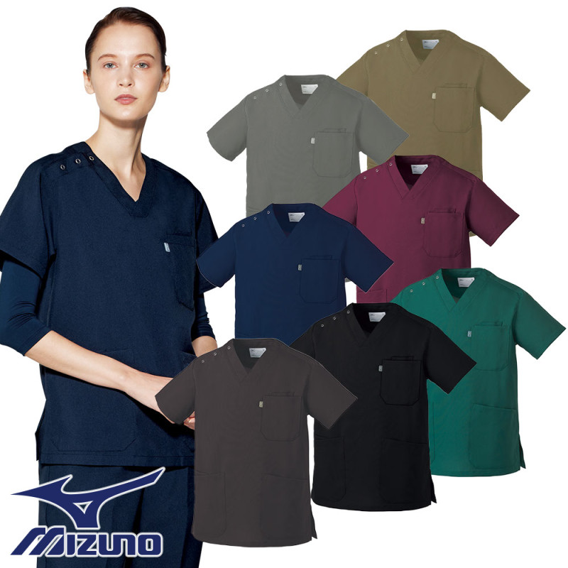 【メール便対応】スクラブ 白衣 医療 ミズノ MIZUNO ユニセックス 男女兼用 半袖 MZ-0021 医師 医者 看護師 ナース ナース服 人気 手術衣 オペ着 制服 ユニフォーム ポケット 抗ウイルス 軽い 病院 かっこいい 可愛い かわいい おしゃれ 動きやすい