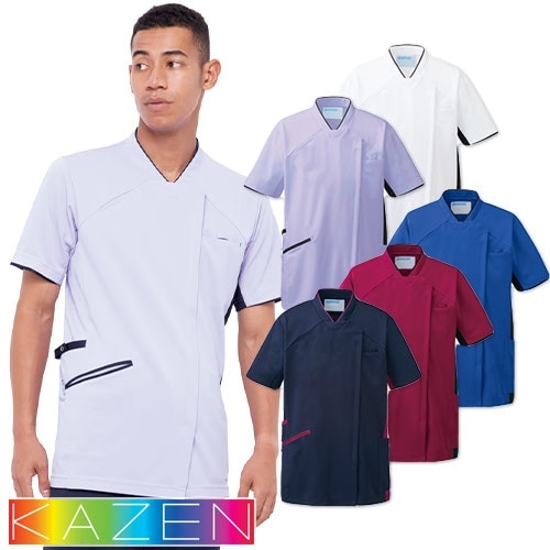 スクラブ 白衣 医療 987 カゼン KAZEN ユニセックス 男女兼用 半袖