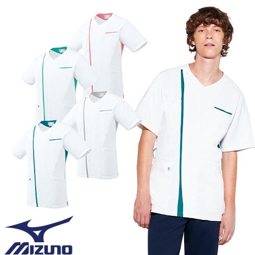 ジャケット 白衣 ケーシー MZ-0237 医療 ミズノ MIZUNO メンズ 男性用 半袖 医師 医者 看護師 ナース 医療用 人気 病院 整体 上衣 医務衣 診察衣 ストレッチ 伸縮性 動きやすい かっこいい おしゃれ おすすめ 通販