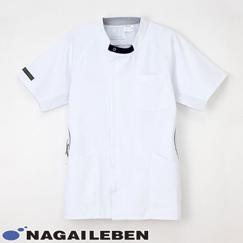 ジャケット 白衣 ケーシー 医療 治療 襟なし ナガイレーベン Naway メンズ 男性用 半袖 HOS-5357 医師 医者 看護師 ナース 医療用 作業療法 人気 上衣 医務衣 診察衣 快適 ストレッチ かっこいい おしゃれ おすすめ 通販