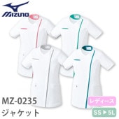 ジャケット 白衣 ケーシー MZ-0235 医療 ミズノ MIZUNO レディース 女性用 半袖 医師 女医 医者 看護師 ナース 薬剤師 医療用 人気 上衣 医務衣 診察衣 ストレッチ 伸縮性 動きやすい 可愛い かわいい おしゃれ