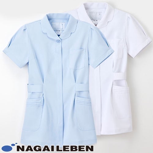 ジャケット 白衣 ケーシー チュニック 医療 ナガイレーベン Naway レディース 女性用 半袖 HE-1972 医師 医者 看護師 ナース 医療用 上衣 医務衣 診察衣 制電 吸水 防汚