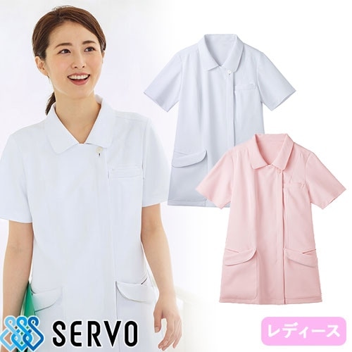 [特価]ケーシー 白衣 ジャケット MJAL-1801 レディース 女性用 サーヴォ Servo 半袖 医療用 上衣 医務衣 診察衣 病院 クリニック 病院実習 医療 制服 ユニフォーム 医者 医師 女医 看護師 ナース 横掛 おしゃれ かわいい 可愛い 動きやすい