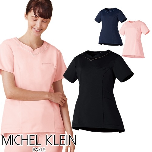 ミッシェルクラン ナース チュニック 半袖 白衣 レディース クリニック サロン エステ MK-0051 MK0051 女性用 医療 看護師 ナース 病院 美容医療 受付 人気 おしゃれ きれいめ かわいい 上品 高級感 おすすめ