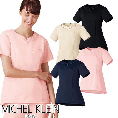 ミッシェルクラン ナース チュニック 半袖 白衣 レディース クリニック サロン エステ MK-0051 MK0051 女性用 医療 看護師 ナース 病院 美容医療 受付 人気 おしゃれ きれいめ かわいい 上品 高級感 おすすめ