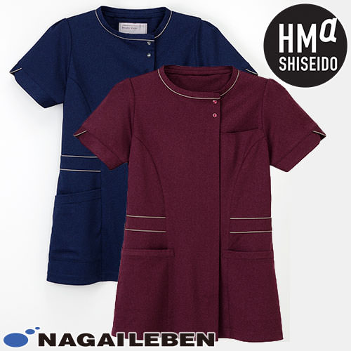 チュニック 白衣 BD-6112 ナガイレーベン Naway 半袖 看護師 ナース ナース服 レディース 女性用 医療用 ショート丈 短め 制服 ユニフォーム おしゃれ かわいい 可愛い 人気 病院 エステ サロン 無地 細身 細見え 涼しい