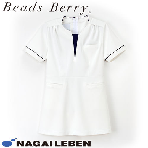 チュニック 白衣 LH-6292 ナガイレーベン Naway 半袖 看護師 ナース ナース服 レディース 女性用 医療用 ショート丈 短め 制服 ユニフォーム おしゃれ かわいい 可愛い 人気 病院 エステ サロン 無地 上品 ニット