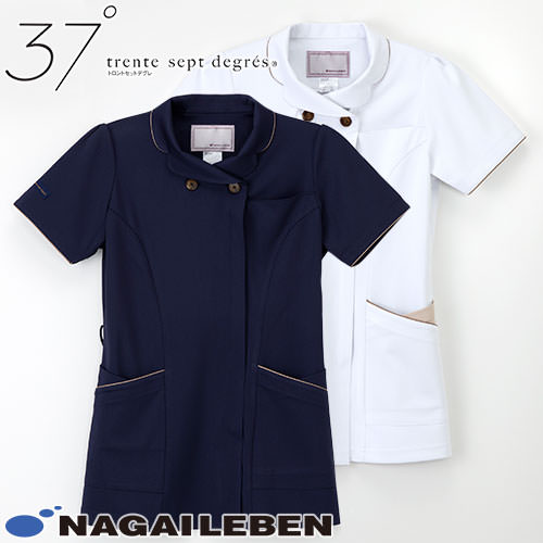 チュニック 白衣 LX-3687 AY-3787 ナガイレーベン Naway 半袖 看護師 ナース ナース服 レディース 女性用 医療用 ショート丈 短め 制服 ユニフォーム おしゃれ かわいい 可愛い 人気 病院 エステ サロン 無地 襟付き 制電