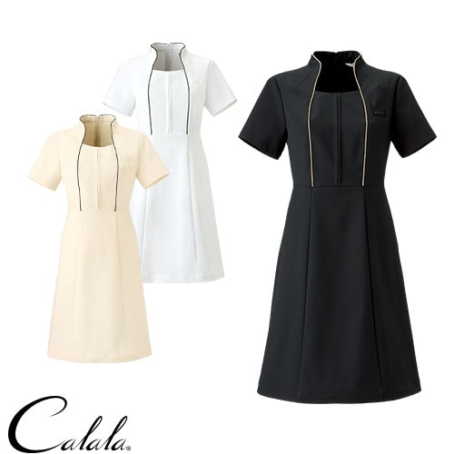 ワンピース 白衣 ナース服 CL-0181 Calala キャララ 半袖 医療用 ナースウェア 制服 ユニフォーム 看護師 ナース 病院 クリニック サロン エステ 人気 タイト 軽量 ポケット おしゃれ かわいい 可愛い