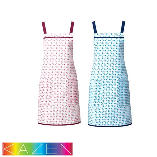 エプロン 介護 介護士 KAZEN カゼン 胸当てエプロン KZN910-71 KZN910-73 介護用 看護 制服 ユニフォーム 看護師 ナース 汚れ防止 おしゃれ かわいい 可愛い ドット 薄手 制菌 SEK 予防衣