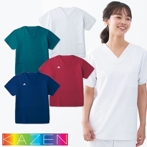 【メール便対応】スクラブ 白衣 医療 KZN331 KAZEN カゼン メンズ レディース 男女兼用 ユニセックス 手術衣 手術着 制服 ユニフォーム 医者 医師 ドクター 看護師 ナース ポリエステル 病院 小児科 歯医者 介護 おしゃれ かわいい 可愛い かっこいい