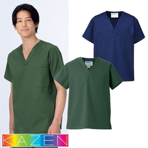 【メール便対応】スクラブ 白衣 医療 REP136 KAZEN カゼン メンズ レディース 男女兼用 ユニセックス 手術衣 手術着 制服 ユニフォーム 医者 医師 ドクター 看護師 ナース ストレッチ 病院 小児科 動物病院 介護 おしゃれ かわいい 可愛い かっこいい