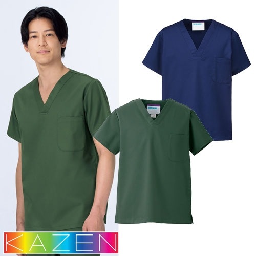 【メール便対応】スクラブ 白衣 医療 REP136 KAZEN カゼン メンズ レディース 男女兼用 ユニセックス 手術衣 手術着 制服 ユニフォーム 医者 医師 ドクター 看護師 ナース ストレッチ 病院 小児科 動物病院 介護 おしゃれ かわいい 可愛い かっこいい